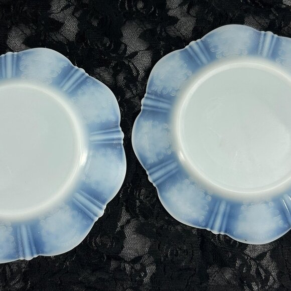 MacBeth Evans American Sweetheart Monax White 2 Salad Plates 8" Depression Glass - Picture 4 of 6